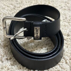 Levi's Black Leather Belt with Silver Buckle